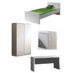 paris prix Pack - Lit Enfant Chevet Armoire & Bureau "Lara" 90x200cm Blanc