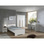 paris prix Pack - Lit Enfant Chevet Armoire Bureau "London" Blanc