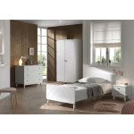 paris prix Pack - Lit Enfant Chevet Armoire & Commode "Billy" 90x200cm Blanc