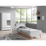 paris prix Pack - Lit Enfant Chevet & Armoire "Kiddy" Blanc