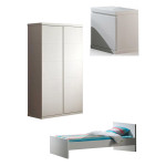 paris prix Pack - Lit Enfant Chevet & Armoire "Lara" 90x200cm Blanc