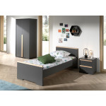 paris prix Pack - Lit Enfant Chevet & Armoire "London" Gris Anthracite