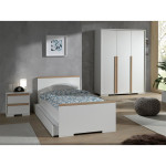 paris prix Pack - Lit Enfant Chevet Armoire & Tiroir "London" Blanc
