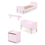 paris prix Pack - Lit Enfant Chevet Barrière & Coffre "Kiddy" 90x200cm Rose