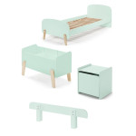 paris prix Pack - Lit Enfant Chevet Barrière & Coffre "Kiddy" 90x200cm Vert Menthe