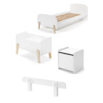 paris prix Pack - Lit Enfant Chevet Barrière & Coffre "Kiddy" 90x200cm Blanc