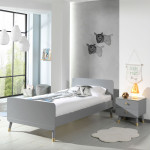 paris prix Pack - Lit Enfant & Chevet "Billy" 90x200cm Gris