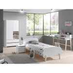 paris prix Pack - Lit Enfant Chevet Bureau & Armoire "Kiddy" Blanc