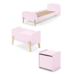paris prix Pack - Lit Enfant Chevet & Coffre "Kiddy" 90x200cm Rose