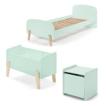 paris prix Pack - Lit Enfant Chevet & Coffre "Kiddy" 90x200cm Vert Menthe
