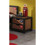 Paris Prix Pack - Lit Enfant Chevet Tiroir & Armoire "Alex I" Marron & Noir