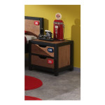 Paris Prix Pack - Lit Enfant Chevet Tiroir & Armoire "Alex" Marron & Noir
