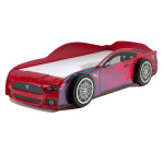 paris prix Pack - Lit Enfant & Matelas "Panther Power" 90x200cm Rouge