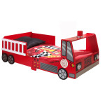 paris prix Pack - Lit Enfant & Matelas "Pompier" 70x140cm Rouge