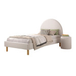 paris prix Pack - Lit Enfant & Pouf Bouclé "Moon" 90x200cm Blanc