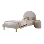 paris prix Pack - Lit Enfant & Pouf Bouclé "Moon" 90x200cm Gris