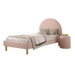 paris prix Pack - Lit Enfant & Pouf Bouclé "Moon" 90x200cm Rose