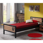 Paris Prix Pack - Lit Enfant & Sommier "Alex" 90x200cm Marron & Noir