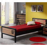 paris prix Pack - Lit Enfant & Sommier "Alex" 90x200cm Marron & Noir