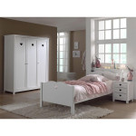 paris prix Pack - Lit Enfant Sommier Chevet & Armoire "Amori" 90x200cm Blanc