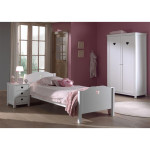 paris prix Pack - Lit Enfant Sommier Chevet & Armoire "Amori" 90x200cm Blanc