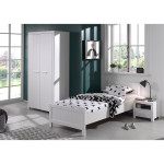 paris prix Pack - Lit Enfant Sommier Chevet & Armoire "Erik" 90x200cm Blanc