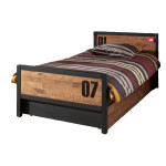 Paris Prix Pack - Lit Enfant Sommier & Tiroir "Alex" 90x200cm Marron & Noir