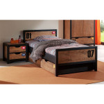 paris prix Pack - Lit Enfant Sommier Tiroir & Chevet "Alex" 90x200cm Marron & Noir