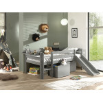 Paris Prix Pack - Lit Enfant Surélevé 2 Tiroirs & Étagère "Pino" Gris