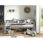 Paris Prix Pack - Lit Enfant Surélevé & Etagère "Pino" Gris