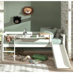 Paris Prix Pack - Lit Enfant Surélevé & Etagère "Pino II" Blanc