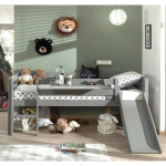 Paris Prix Pack - Lit Enfant Surélevé & Etagère "Pino II" Gris