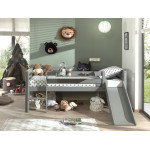 Paris Prix Pack - Lit Enfant Surélevé & Etagère "Pino II" Gris