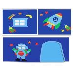 Paris Prix Pack - Lit Enfant Surélevé Tente 3 Pochettes & Tunnel "Pino Astronaute II" Naturel