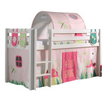 paris prix Pack - Lit Enfant Surélevé Tente 3 Pochettes & Tunnel "Pino Spring" Blanc