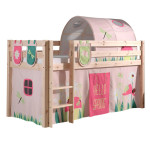 paris prix Pack - Lit Enfant Surélevé Tente 3 Pochettes & Tunnel "Pino Spring" Naturel