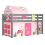 paris prix Pack - Lit Enfant Surélevé Tente 3 Pochettes & Tunnel "Pino Spring" Gris