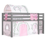 paris prix Pack - Lit Enfant Surélevé Tente 3 Pochettes & Tunnel "Pino Birdy" Gris