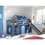 Paris Prix Pack - Lit Enfant Tente 3 Pochettes & Tunnel "Pino Astronaute II" Gris