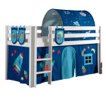 paris prix Pack - Lit Enfant Tente 3 Pochettes & Tunnel "Pino Astronaute II" Blanc