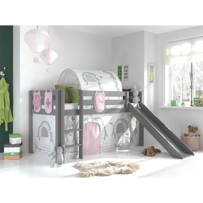 Paris Prix Pack - Lit Enfant Tente 3 Pochettes & Tunnel "Pino Birdy" Gris