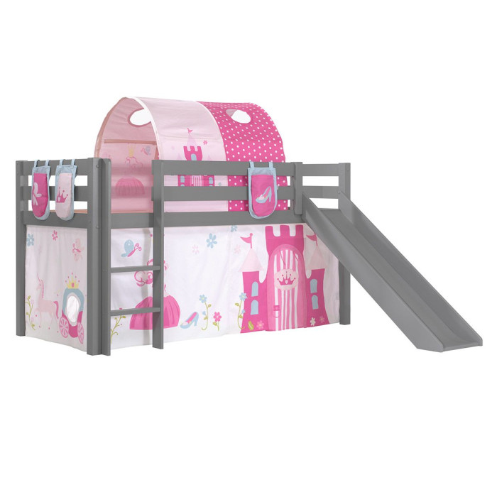 Paris Prix Pack - Lit Enfant Tente 3 Pochettes & Tunnel "Pino Princesse" Gris