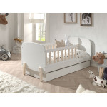 paris prix Pack - Lit Enfant & Tiroir de Lit "Kiddy" 70x140cm Blanc