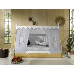 paris prix Pack - Lit Enfant Tiroir & Voile "Tipi" 90x200cm Blanc & Naturel