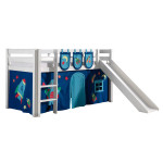 paris prix Pack - Lit Enfant Toboggan Tente & 3 Pochettes "Pino Astronaute II" Blanc