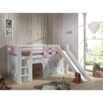 Paris Prix Pack - Lit Enfant Toboggan Tente & 3 Pochettes "Pino Birdy" Blanc