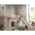 Paris Prix Pack - Lit Enfant Toboggan Tente & 3 Pochettes "Pino Birdy" Naturel