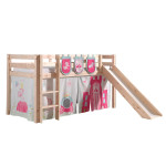 paris prix Pack - Lit Enfant Toboggan Tente & 3 Pochettes "Pino Princesse" Naturel