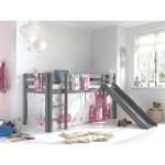 Paris Prix Pack - Lit Enfant Toboggan Tente & 3 Pochettes "Pino Princesse" Gris
