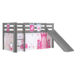 paris prix Pack - Lit Enfant Toboggan Tente & 3 Pochettes "Pino Princesse" Gris